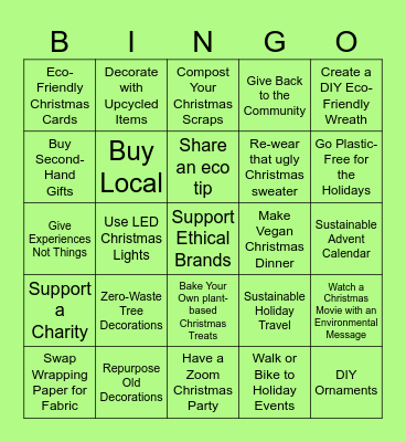 Sustainable Christmas Bingo Card