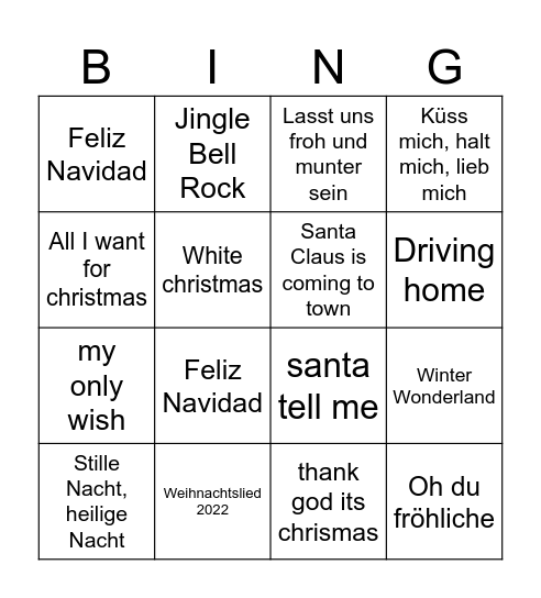 Weihnachtslieder Bingo Card