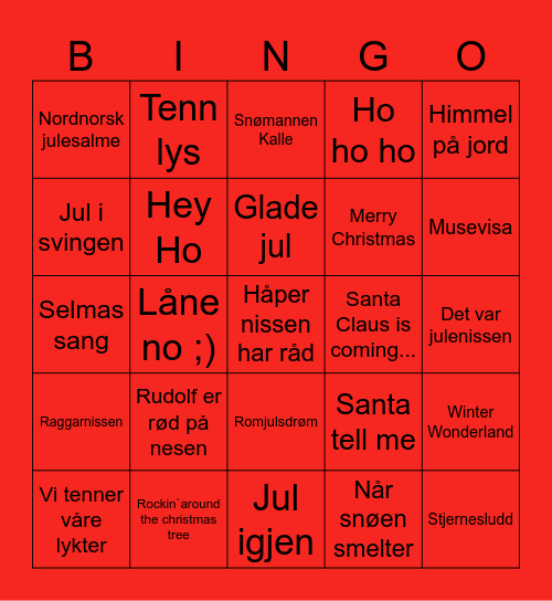 GOD JUL Bingo Card