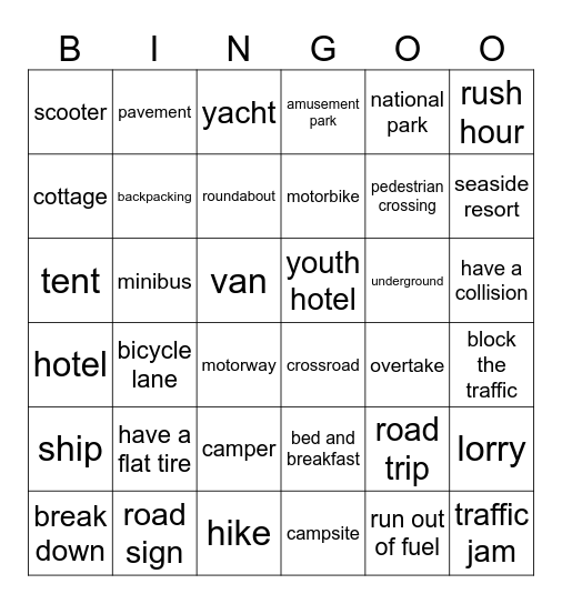 vocabulary Bingo Card