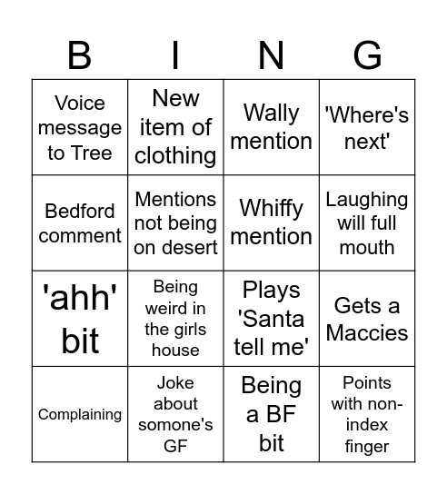 Oakley Bingo Card