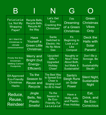 Merry and Mindful: A  Sustainable Bingo Card