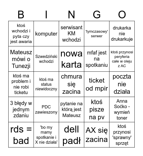 Borg Bingo Card