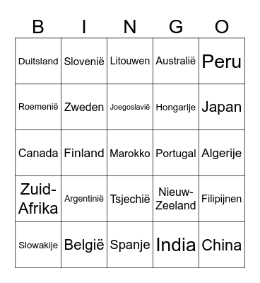 Wereldbingo Card