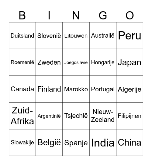 Wereldbingo Card