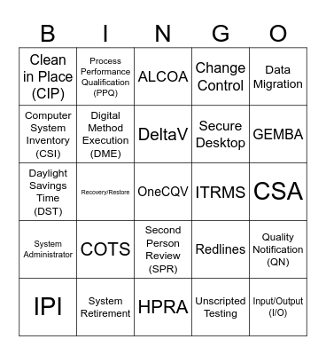 DDQ Bingo Card