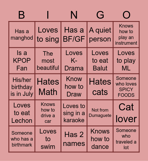 HUMANISTIC BINGO Card