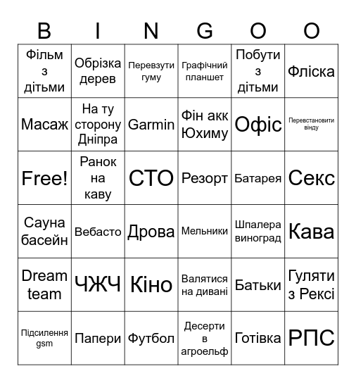 Відпустка Антона Bingo Card