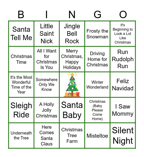 WIN Holiday Music Bingo Card