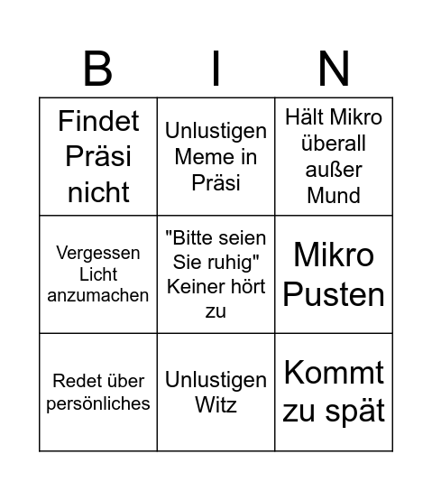 Entwicklungspsychologie Bingo Card