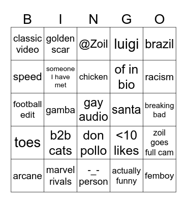 Untitled Bingo Card
