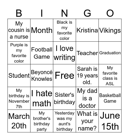 ASL 2 Review Bingo 2 Bingo Card