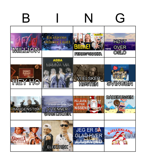 Julemusikk Bingo Card