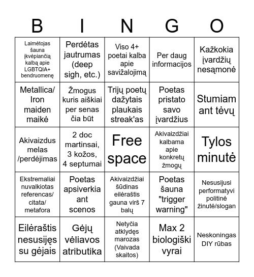 Gėjų slemo bingo Card