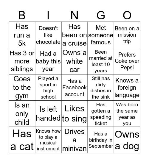 Find someone who:  Bingo Card