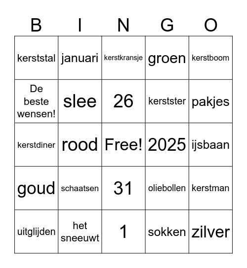 KerstBingo 2 Bingo Card