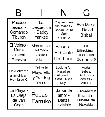 Bingo Musical 🎶 Bingo Card