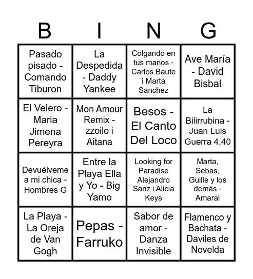 Bingo Musical 🎶 Bingo Card