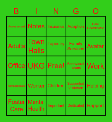 Catholic Charities Office Bingo Card