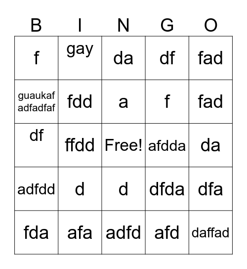 Untitled Binpjdasnölkdsa Bingo Card