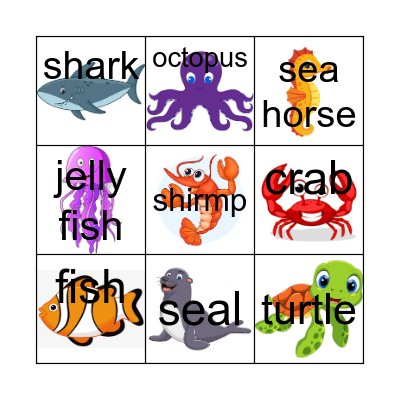 Sea Animal Bingo Card