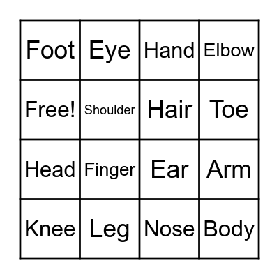 Body Bingo! Bingo Card