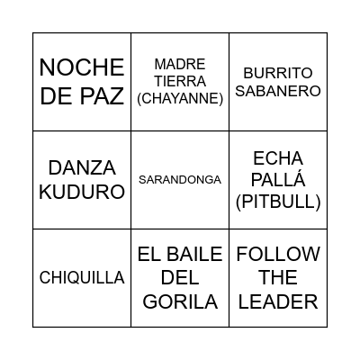 BINGO MUSICAL Bingo Card