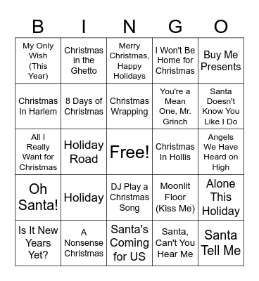 ❄️Holiday Pop & Hip Hop❄️ Bingo Card
