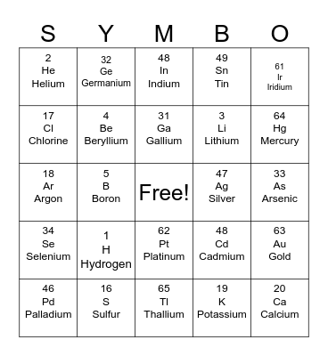 Symbo Bingo Card