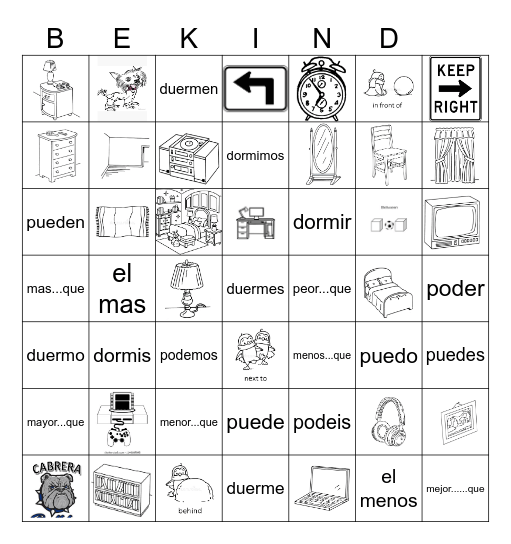 Realidades 6A + Gramatica Bingo Card