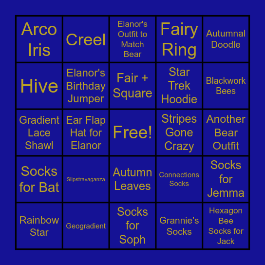 2025 Crafting Bingo Card