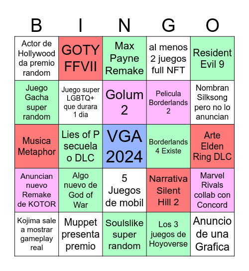 VGA 2024 - YRG EDITION Bingo Card