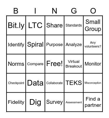 Teacher PD Days Bingo Card
