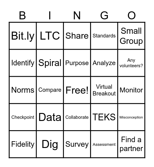 Teacher PD Days Bingo Card
