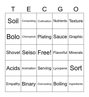 TECGO JEDS Bingo Card