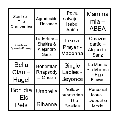 -BINGO MUSICAL- Bingo Card