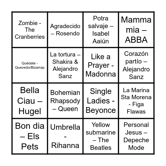 -BINGO MUSICAL- Bingo Card