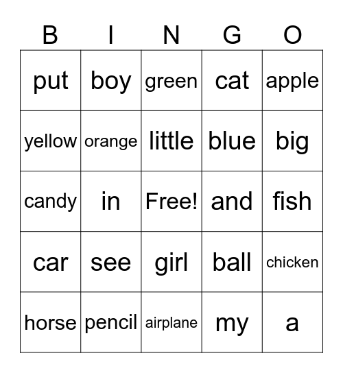 Edmark Bingo Card