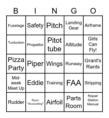 AVIATION Bingo Card