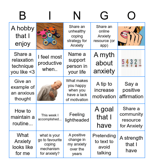 ANXIETY BINGO Card