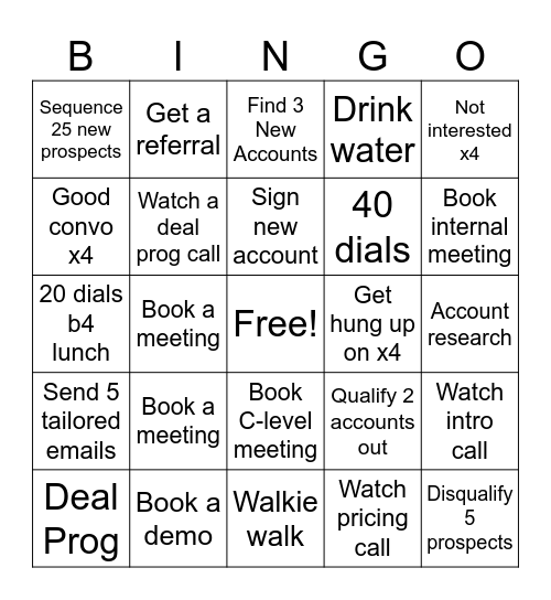 Daily Activity Bingo Card