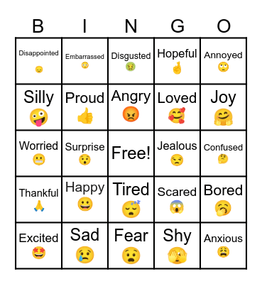 Feelings Bingo Card
