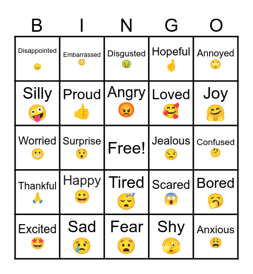 Feelings Bingo Card