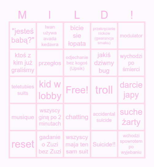 Lethal z Gochom Bingo Card