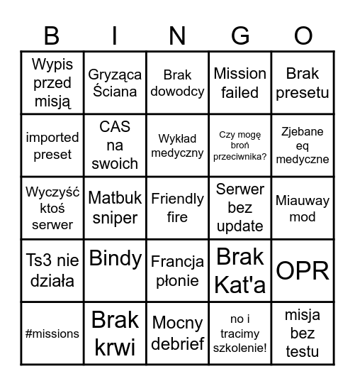 GAD Bingo Card