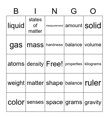 Matter #2 Bingo Card