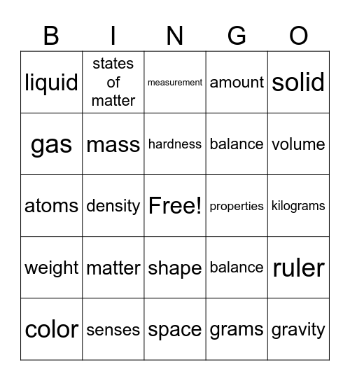 Matter #2 Bingo Card