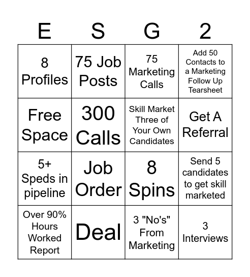 ESG 2 BINGO Card