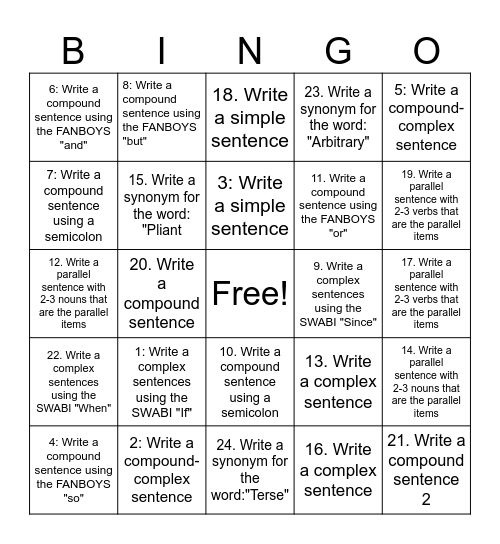 Fall 2024 Exam Review Bingo Card