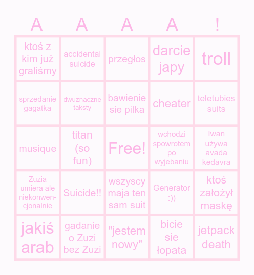 Lethal z Gochom Bingo Card